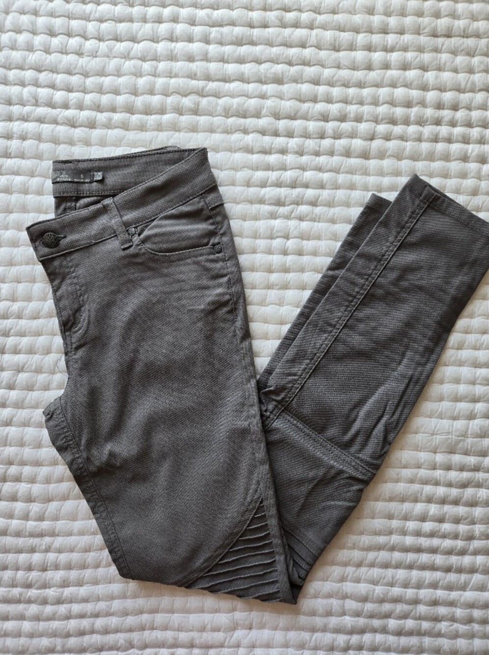 Prana Women's Brenna Gray Moto-Style Skinny Pants Size 6